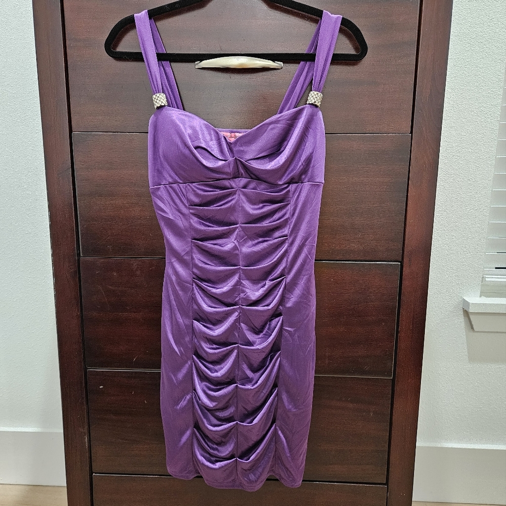 POMPOUS GIRLY purple mini dress with diamond accents Size M